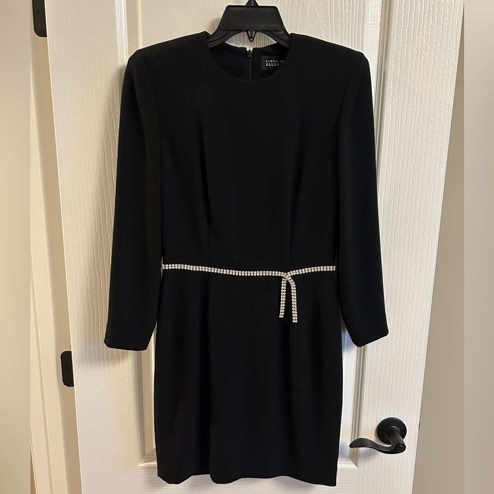 Ellen Tracy Black Dress with Rhinestone Accent